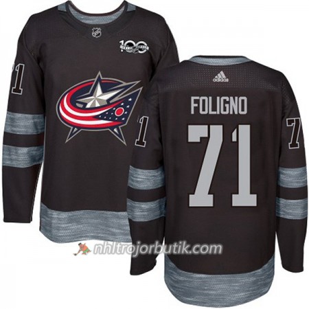Män Ishockey Blue Jackets Tröja Nick Foligno 71 1917-2017 100th Anniversary Adidas Svart Authentic